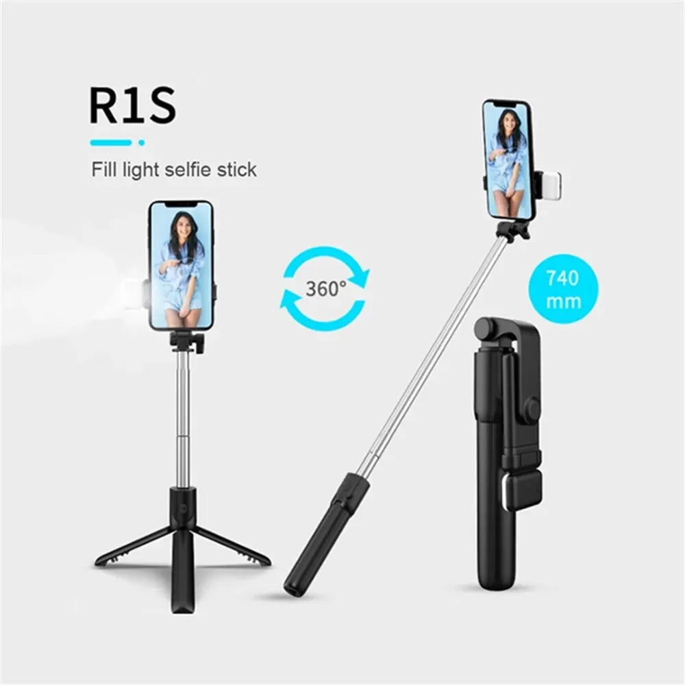 Handy-Selfie-Stick-Stativ mit Bluetooth-Fernbedienung und kabellosem Telefonhalter