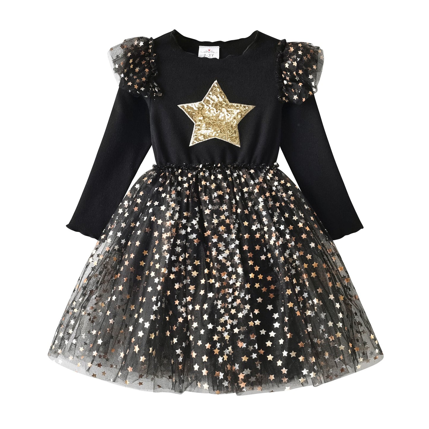 Star Glitter Sequin Girls' Party Dress