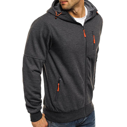 Men's Jacquard Hooded Cardigan - Casual Sweatshirt Pullover