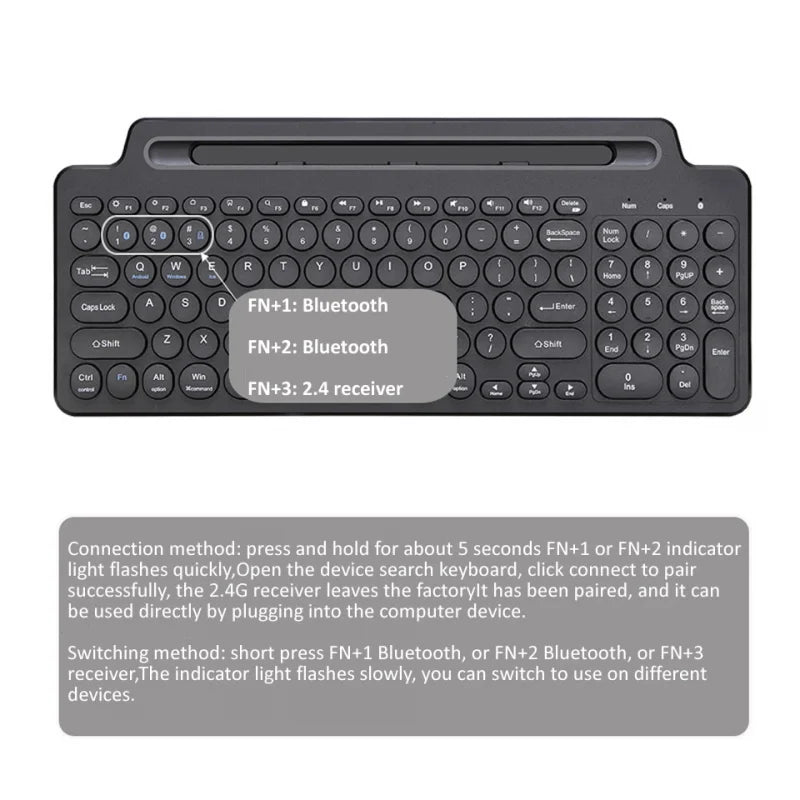 Kabellose Bluetooth-Tastatur mit Maus und Ziffernblock