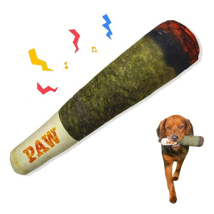 Funny Interactive Dog Toys - Cigar Design Plush Squeaky Chew Toy - Teeth Grinding Creative Pet Toy