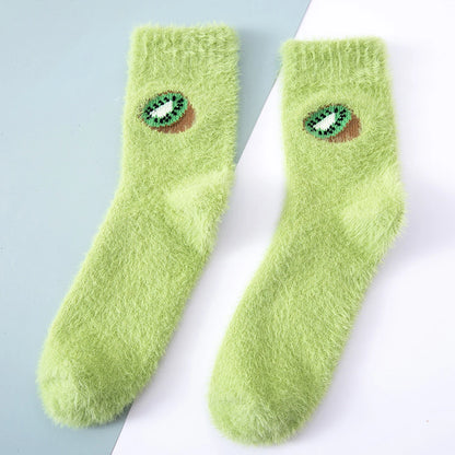 Plüschsocken aus Korallenfleece für Damen – rutschfeste, warme Bodensocken aus Strick