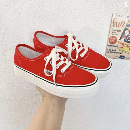 Printemps Chic rétro réseau rouge bonbon couleur classique plate-forme chaussures en toile baskets pour femmes