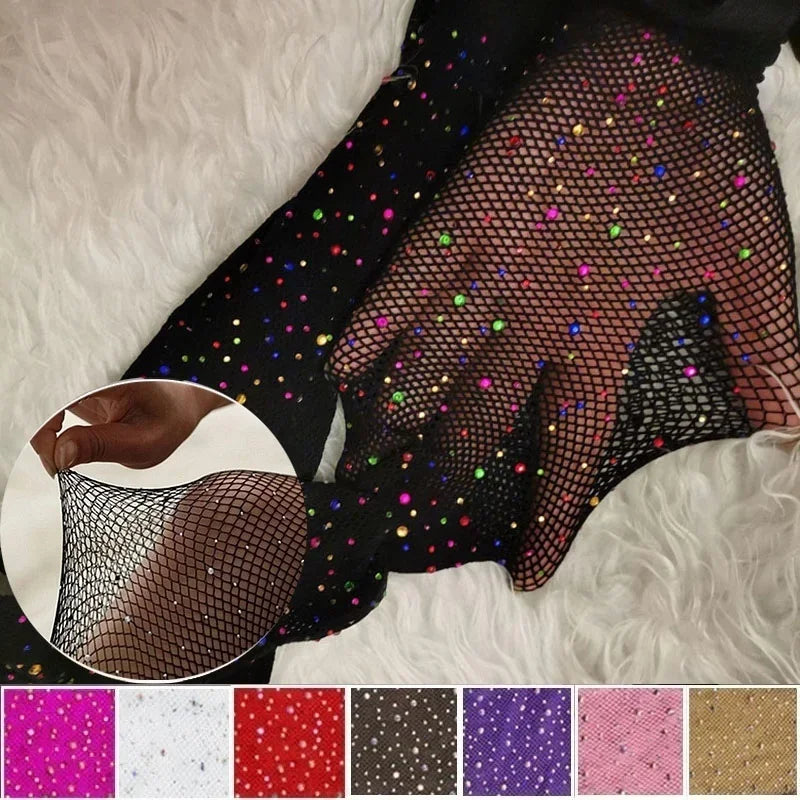 Women's Rhinestone Fishnet Tights - Shiny Stockings