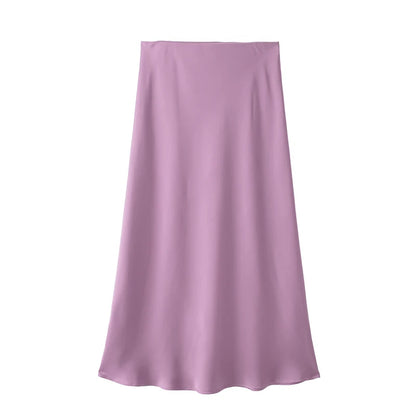 Damen Midi-Plissee-Rock aus Satin