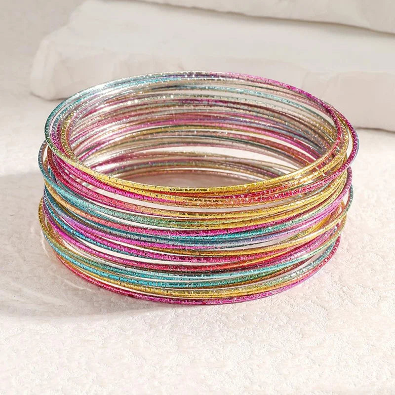 30 Pieces Metal Bangles Set