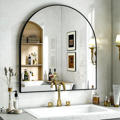 Elegant Black Arch Mirror for Entryway & More