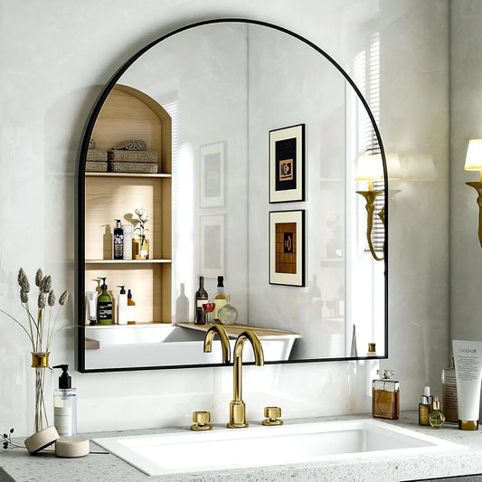 Elegant Black Arch Mirror for Entryway & More