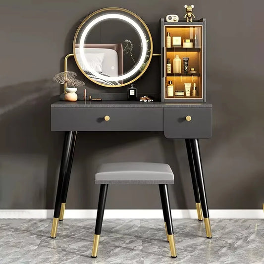 Nordic Bedroom Vanity Table with Dimming Mirror