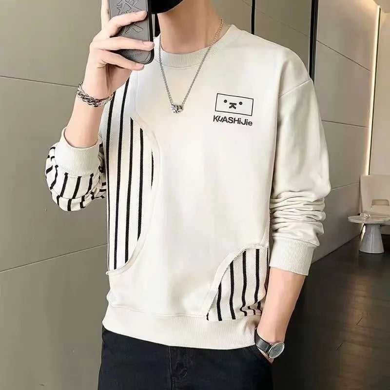 Black White Patchwork Hoodie Men's