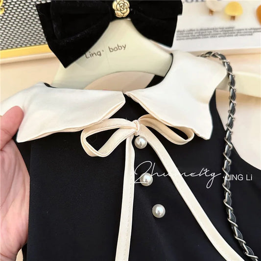 Baby Mädchen Sommerkleid Baumwolle Ärmellos Knotenschleife Kleid