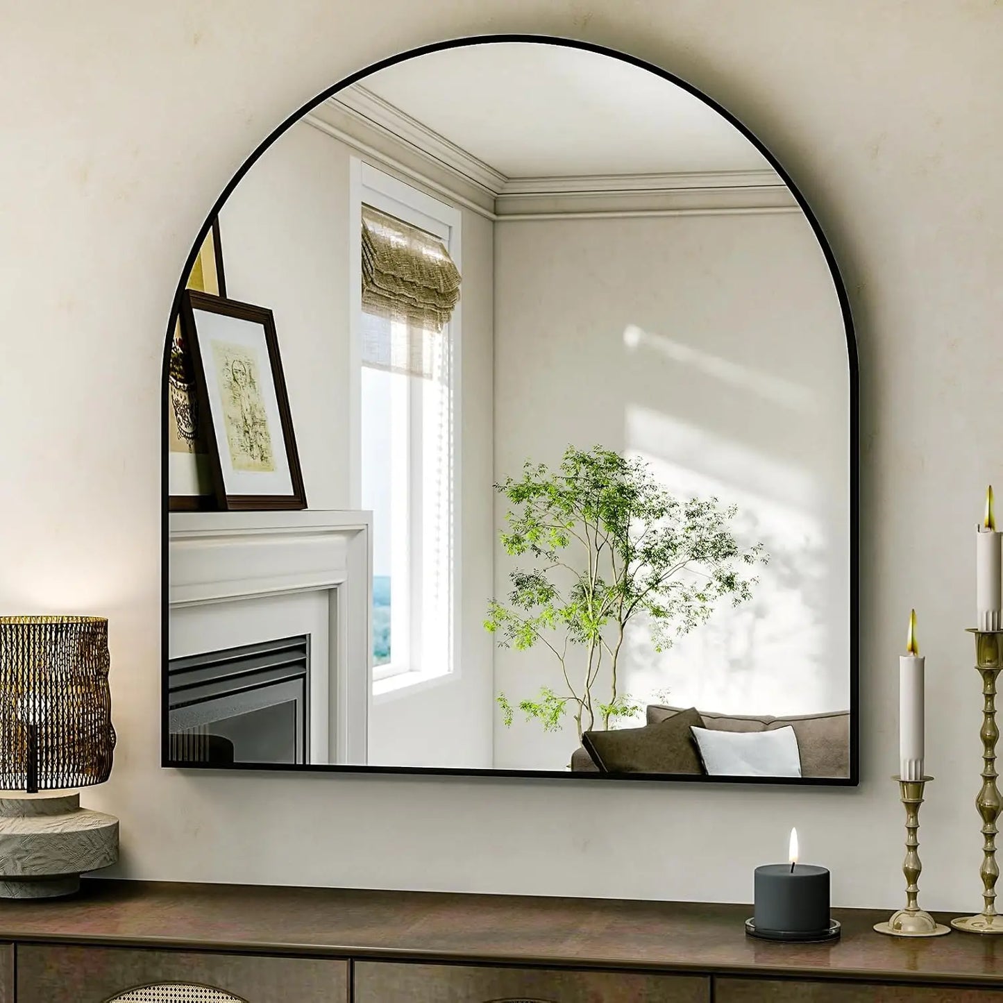Elegant Black Arch Mirror for Entryway & More