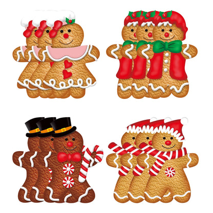 Ensemble de 12 décorations de Noël bonhomme en pain d'épices en bois