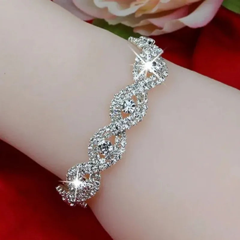 Bracelet chaîne de poignet en strass pour femme