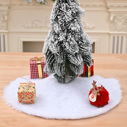 White Faux Fur 15-Inch Christmas Tree Skirt Sequin Decor