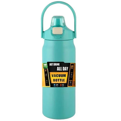 Thermos portable en acier inoxydable 304 avec paille – Bouteille isotherme de voyage