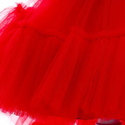 Red Puffy Tulle Flower Girl Dresses