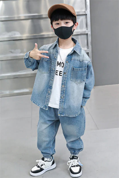 Boys Denim Jacket & Casual Outfit Set