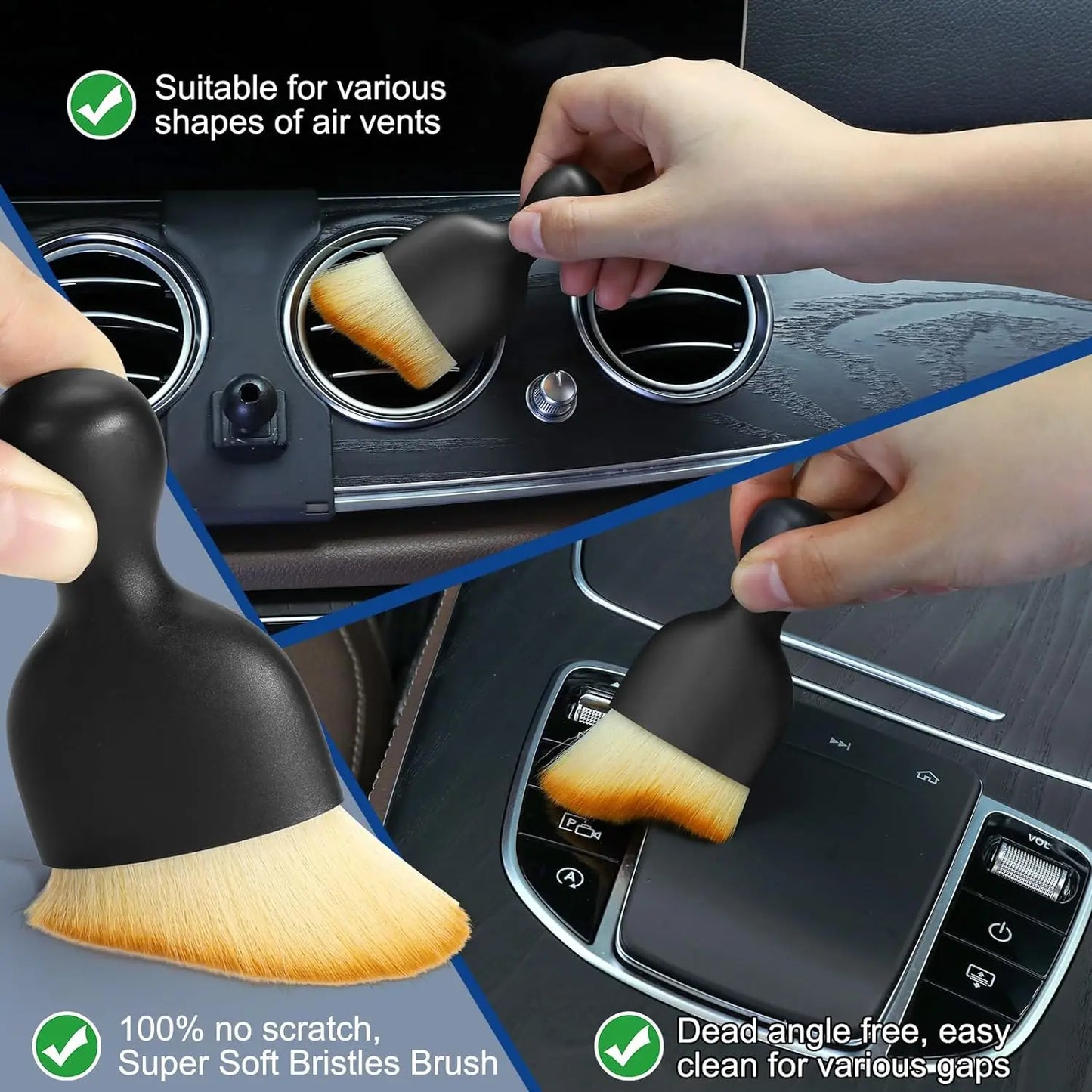 6-Piece Car Care Detailing Brush Set for Wheels/Dashboards and Vents