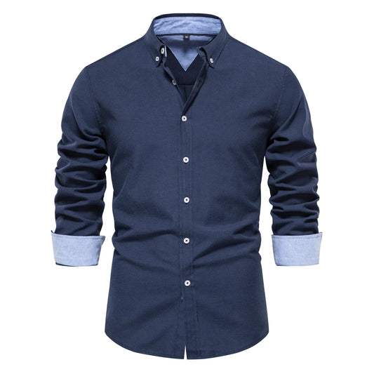 Chemise à manches longues pour homme, style business décontracté