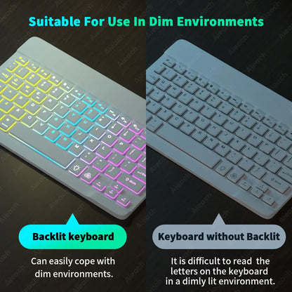 Kabellose Rainbow-Tastatur mit Hintergrundbeleuchtung für Tablets