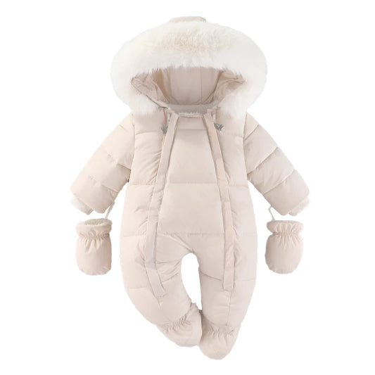 Winter Newborn Hooded Down Romper