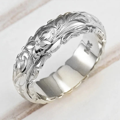 Women Relief Rose Blossoms Ring