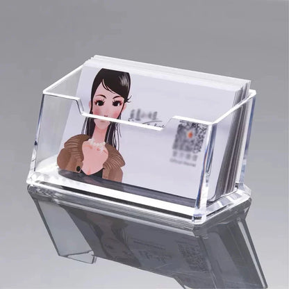 Acrylic Transparent Business Card Holder - Desktop Display Stand for Office Supplies