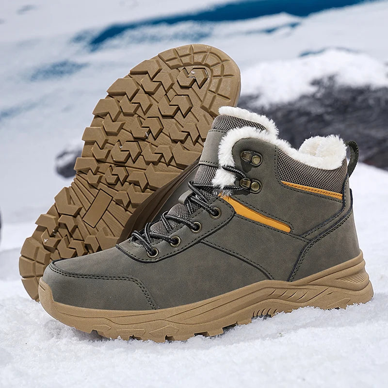 Men's Waterproof Leather Winter Snow Boots