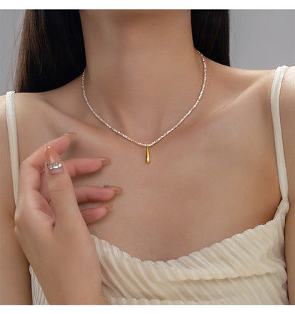 Gold Water Drop Pendant Necklace