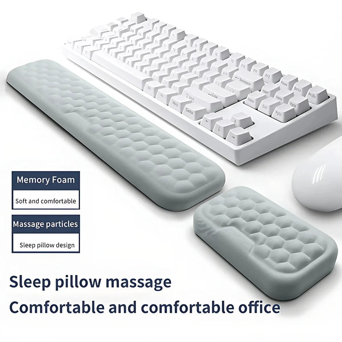 Ergonomic Memory Foam Wrist Rest Mouse Pad - Office Typing Support Desk Mat