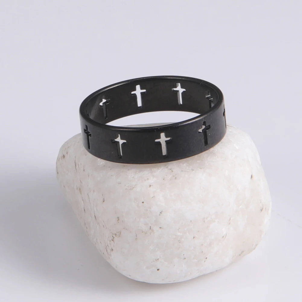 Stainless Steel Gothic Cross Couple Rings