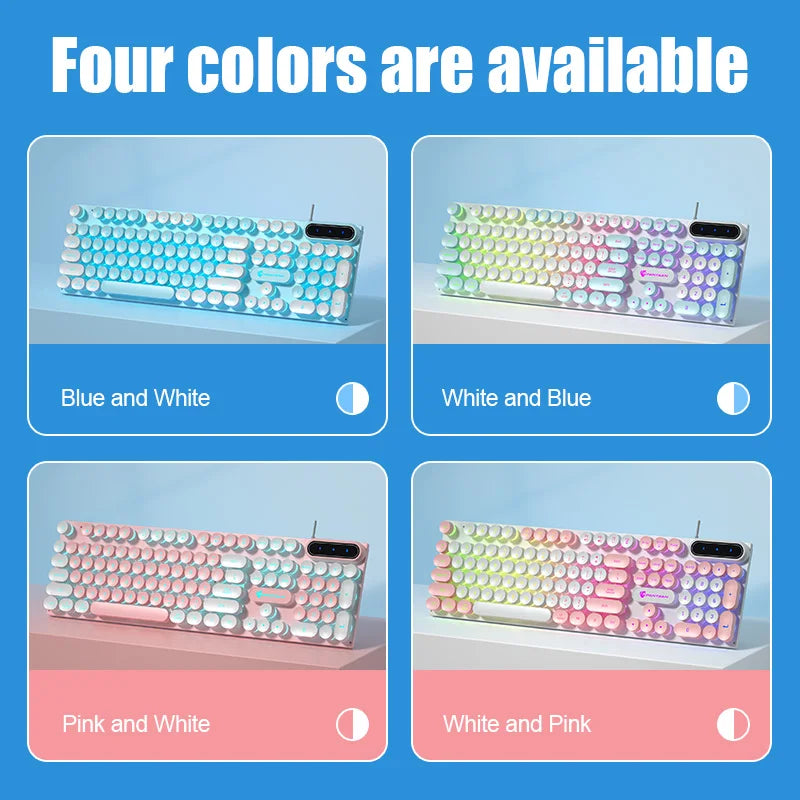 Punk Color Block Gaming Keyboard with Robotic Feel