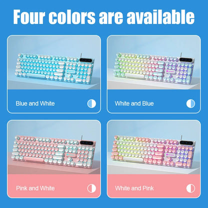 Punk Color Block Gaming Keyboard with Robotic Feel