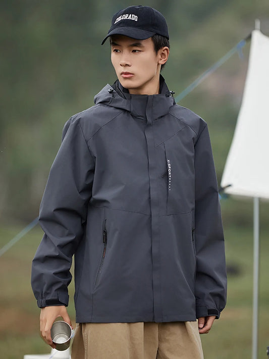 Veste unisexe imperméable et coupe-vent à capuche pour printemps/automne