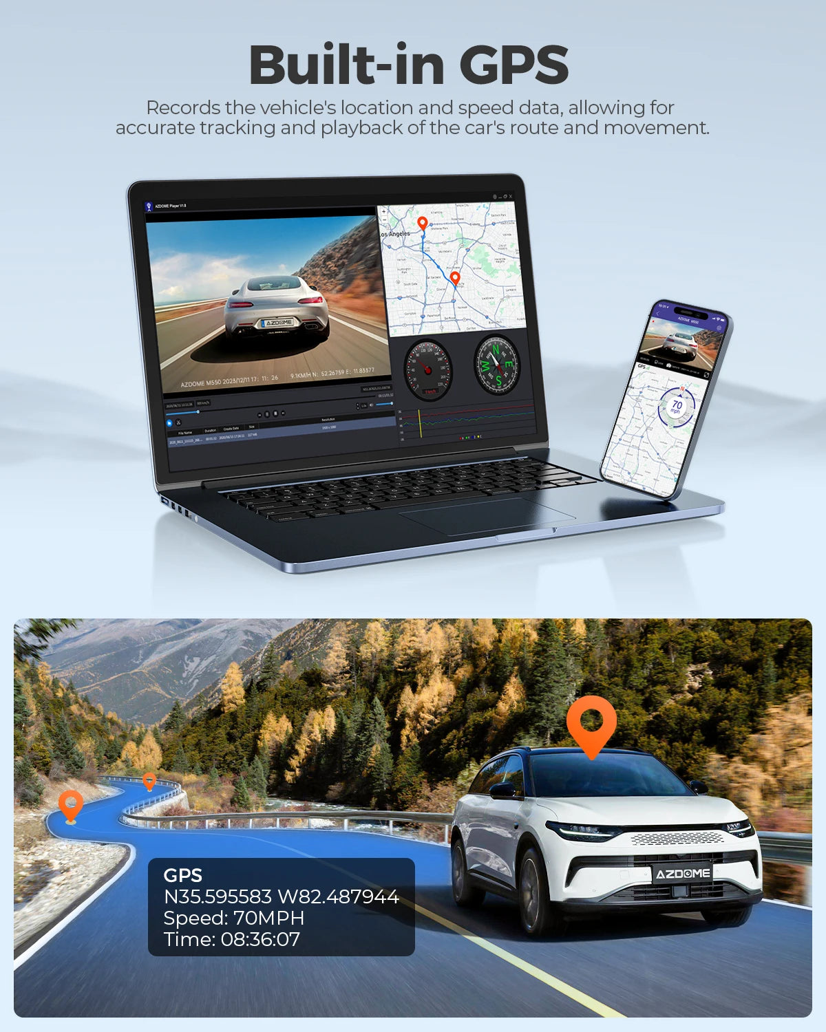 M550 4K/1080P Dashcam mit GPS/WLAN – Nachtsicht