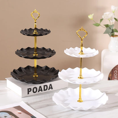 Présentoir de buffet ondulé en plastique pour assiettes de fruits et desserts