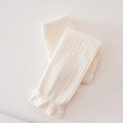 Leggings chauds en coton pour filles - Motif floral en dentelle 