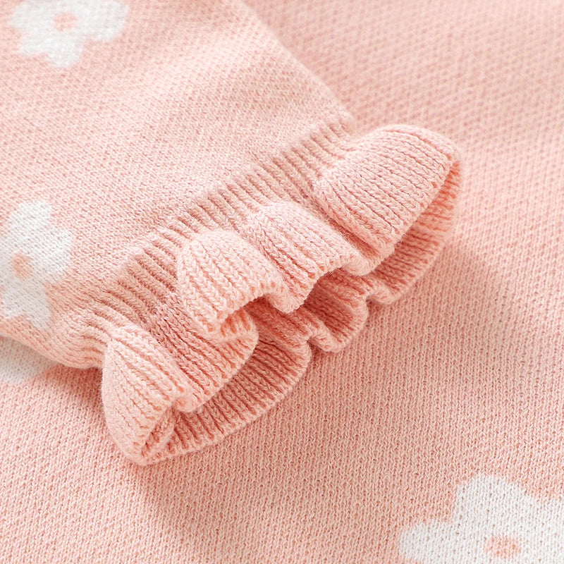 Baby Girls Cotton Floral Bodysuit – Long Sleeve Newborn Onesie 0-18M