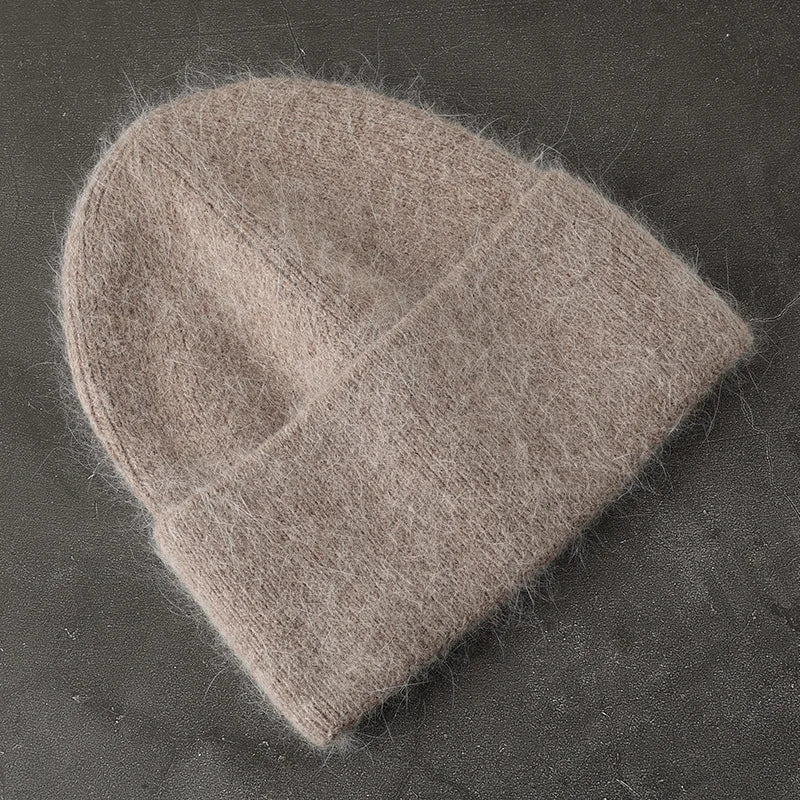 Women's Rabbit Fur Winter Beanie – Soft Fluffy