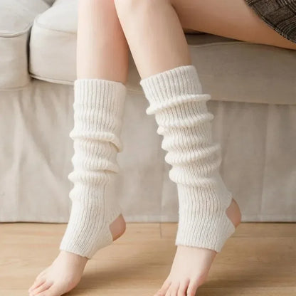 Lolita Knitted Leg Warmers - Hollowed Knee-High