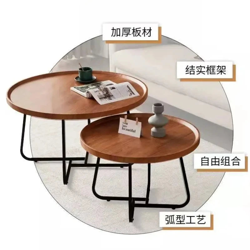 Round Coffee Table with Open Storage
