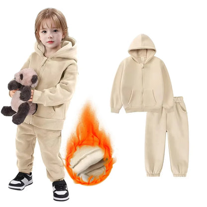 Toddler Winter Clothing with Plush Hooded Sweater