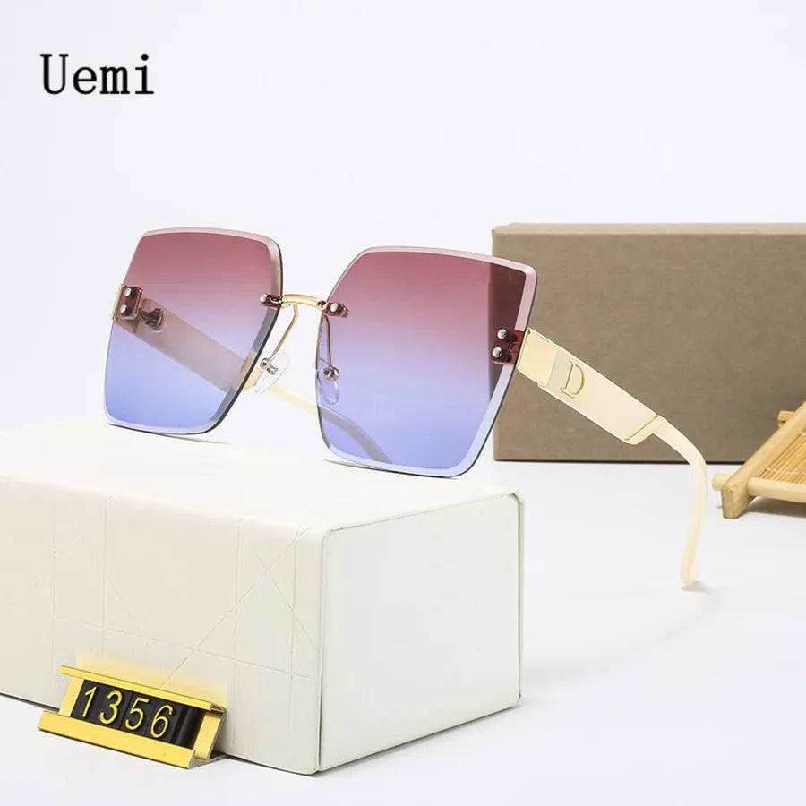 Randlose Unisex-Sonnenbrille mit quadratischem Rahmen, UV400-Brille