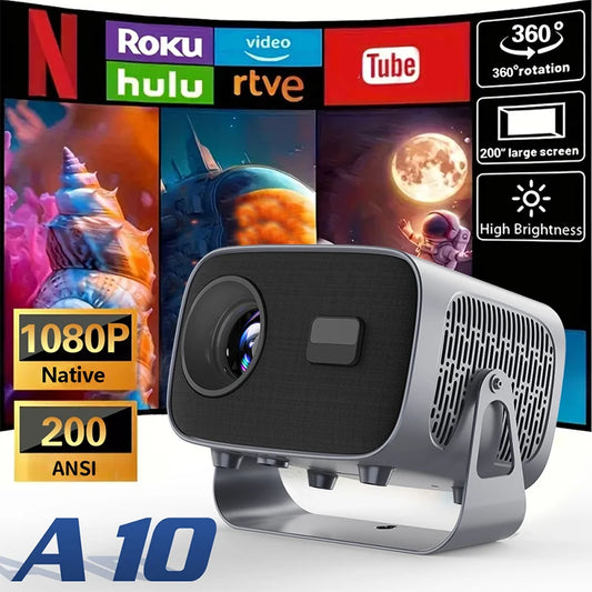 A10 LED Mini 3D Projector 4K 1080P Home Cinema HDMI Smart TV