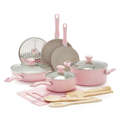 Pink Ceramic Nonstick Cookware Set