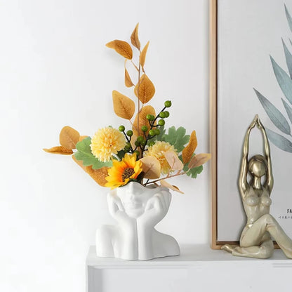 Shy Girl White Ceramic Body Art Flower Vase