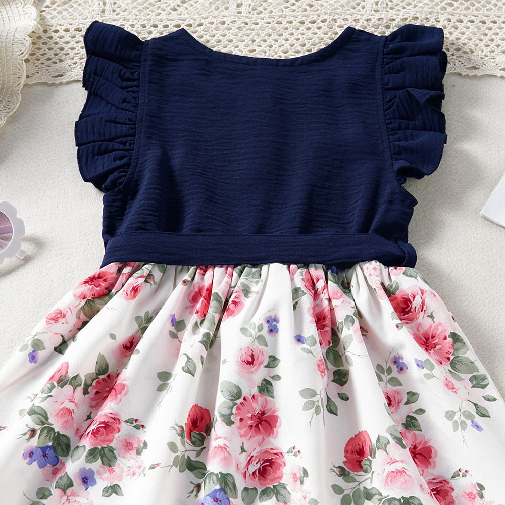 Lace Sleeve Floral Dress for Girls 3-8Y