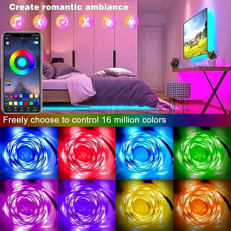 Bande lumineuse LED RGB 5050 avec commande tactile 2,4 G pour la décoration de la pièce et du rétroéclairage du téléviseur