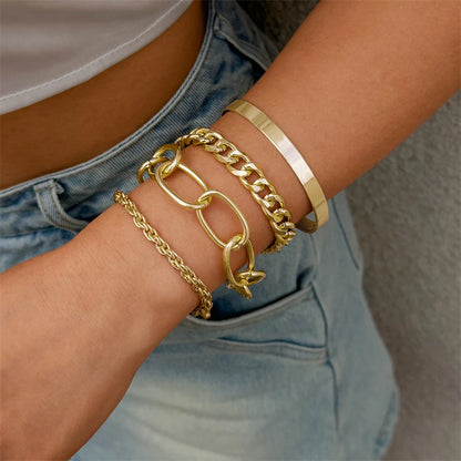 Punk-Armbandset mit kubanischen Ketten für Damen